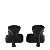 The Attico Black Leather Flat Sandals