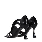Balmain Black Leather Stiletto Heel Sandals