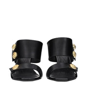 Balmain Black Leather Stiletto Heel Sandals