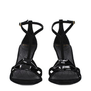 Balmain Black Leather Stiletto Heel Sandals