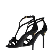 Balmain Black Leather Stiletto Heel Sandals