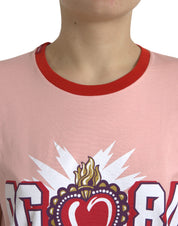 Dolce & Gabbana Pink Graphic Print Cotton Crew Neck T-shirt