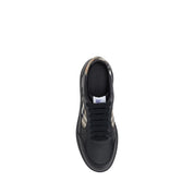 Burberry Black Calf Leather Bos Taurus Low Top Sneakers