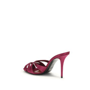 Saint Laurent Bordeaux Silk Stiletto Heel Sandals