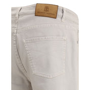 Brunello Cucinelli Beige Cotton Straight-Leg Jeans