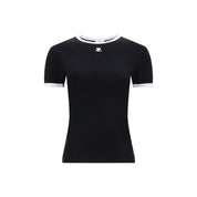 Courrèges Black Cotton T-Shirt