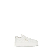 Prada White Calf Leather Bos Taurus Platform Sneakers