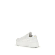 Prada White Calf Leather Bos Taurus Platform Sneakers