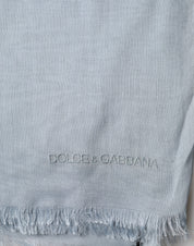 Dolce & Gabbana Light Blue Cashmere Knitted Shawl