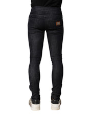 Dolce & Gabbana Black Cotton Stretch Skinny Denim Men Jeans