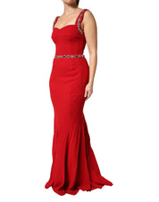 Dolce & Gabbana Red Embellished Sheath Mermaid Gown Dress