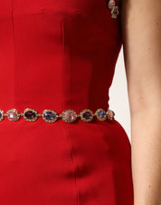 Dolce & Gabbana Red Embellished Sheath Mermaid Gown Dress