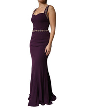 Dolce & Gabbana Violet Embellished Sheath Mermaid Gown Dress