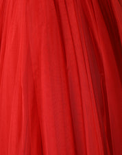 Dolce & Gabbana Red Floral Off Shoulder A-line Gown Dress