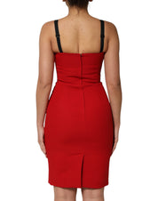 Dolce & Gabbana Red Stretch Bodycon Sheath Knee Length Dress
