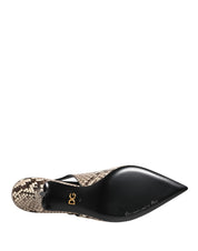 Dolce & Gabbana Multicolor Leather Heels Slingback Shoes