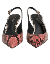 Dolce & Gabbana Multicolor Leather Heels Slingback Shoes