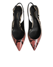Dolce & Gabbana Multicolor Leather Heels Slingback Shoes