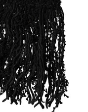 Dolce & Gabbana Black Wool Fringes Neck Wrap Foulard Scarf