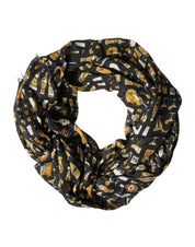 Dolce & Gabbana Black Jazz Club Print Neck Wrap Shawl Scarf