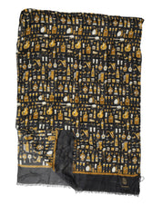 Dolce & Gabbana Black Jazz Club Print Neck Wrap Shawl Scarf