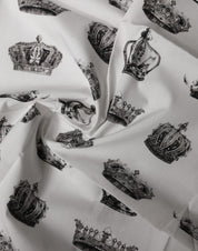 Dolce & Gabbana White Crown Cotton Square Foulard Scarf