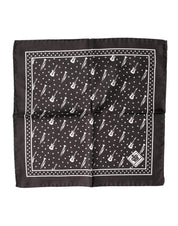 Dolce & Gabbana Black Guitar Trumpet Men Handkerchief Scarf