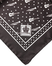 Dolce & Gabbana Black Guitar Trumpet Men Handkerchief Scarf