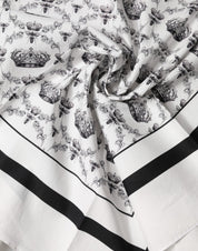 Dolce & Gabbana White Crown Cotton Men Square Foulard Scarf