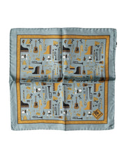 Dolce & Gabbana Blue Jazz Club Square Handkerchief Scarf