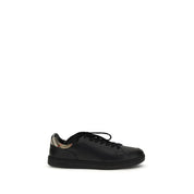 Burberry Black Calf Leather Bos Taurus Low Top Sneakers