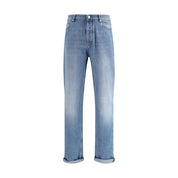 Brunello Cucinelli Light Blue Cotton Straight-Leg Jeans