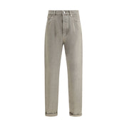 Brunello Cucinelli Green Cotton Straight-Leg Jeans
