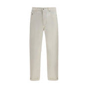 Brunello Cucinelli White Cotton Straight-Leg Jeans