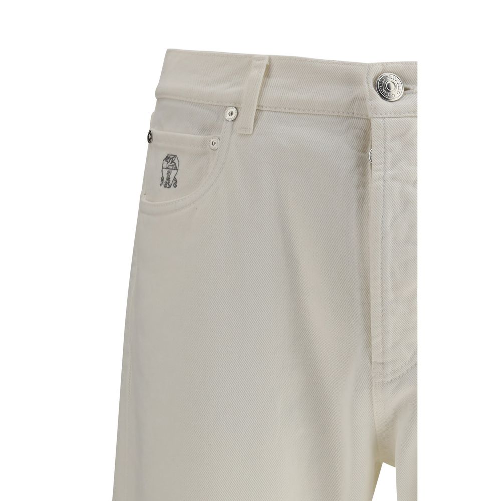 Brunello Cucinelli White Cotton Straight-Leg Jeans