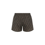 Fendi Brown Polyester Swim Shorts