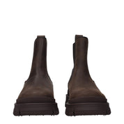 Moncler Brown Leather Ankle Boots