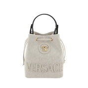 Versace White Fabric Backet Bag