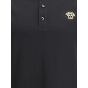 Versace Black Cotton Polo Shirt