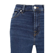 7FOR Blue Cotton Flared Jeans