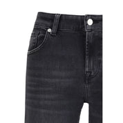 7FOR Black Cotton Straight-Leg Jeans