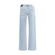 7FOR Light Blue Cotton Straight-Leg Jeans