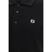Fendi Black Cotton Polo Shirt