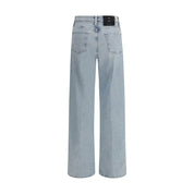 7FOR Light Blue Cotton Relaxed Fit Jeans