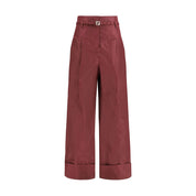 Fendi Bordeaux Silk Dress Pants