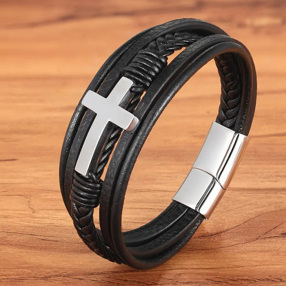 Cross Leather Bracelet