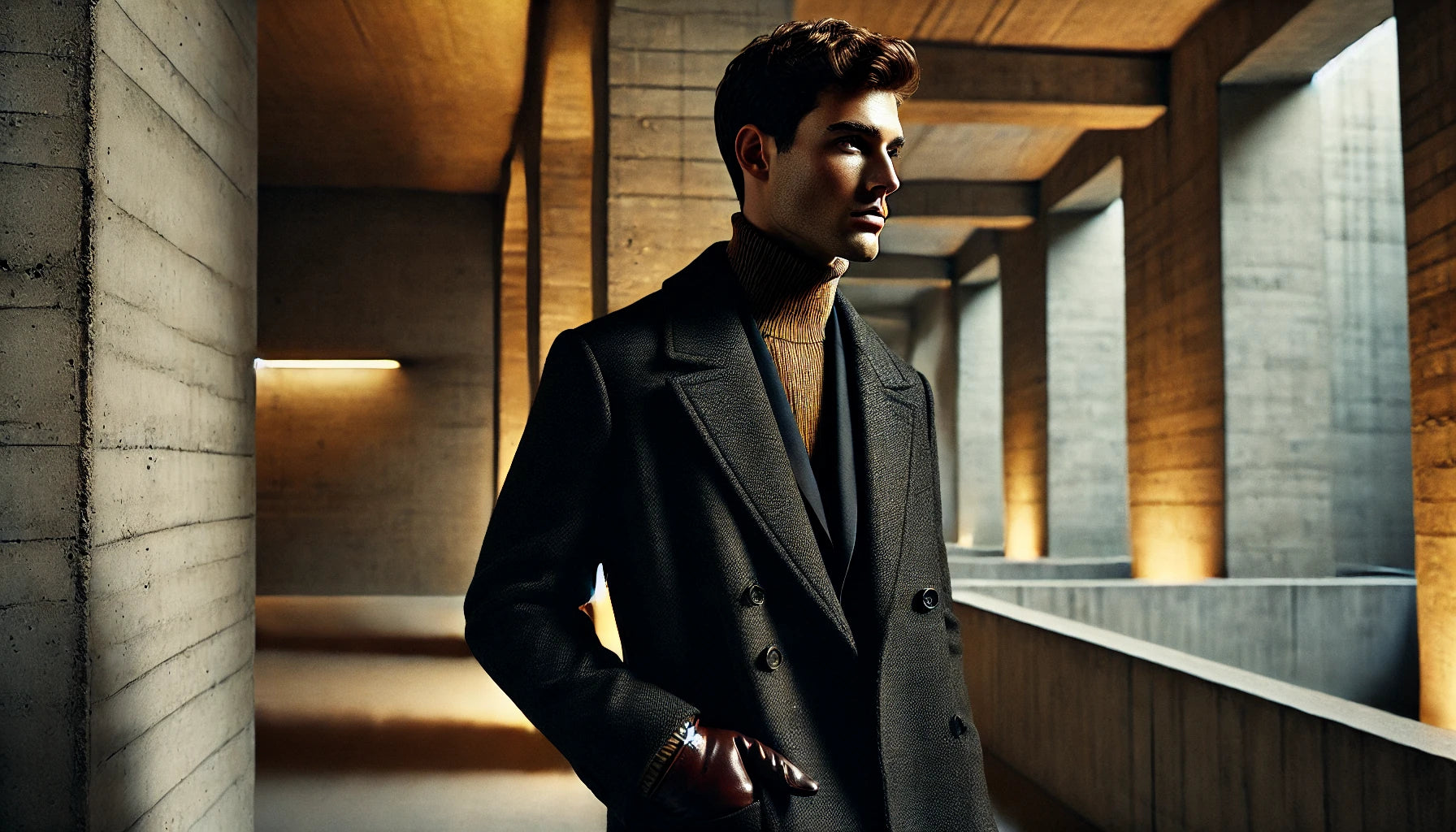 DALL_E_2025-11-10_12.47.50_-_Editorial_fashion_portrait_captured_on_35mm_film_of_a_real_man_standing_indoors_within_an_architectural_stone_and_concrete_space_lit_by_low_evening_b.webp