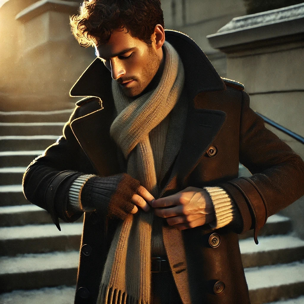 DALL_E_2025-11-10_13.13.45_-_Editorial_fashion_photograph_captured_on_35mm_film_of_a_real_man_outdoors_at_first_light_on_a_winter_morning_adjusting_his_coat._He_wears_layered_Rug_1.webp