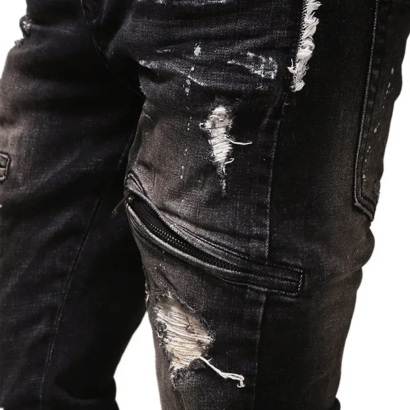 Heavy Metal Ripped Denim MotoCross Jeans