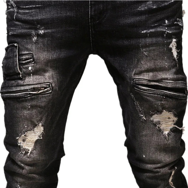 Heavy Metal Ripped Denim MotoCross Jeans